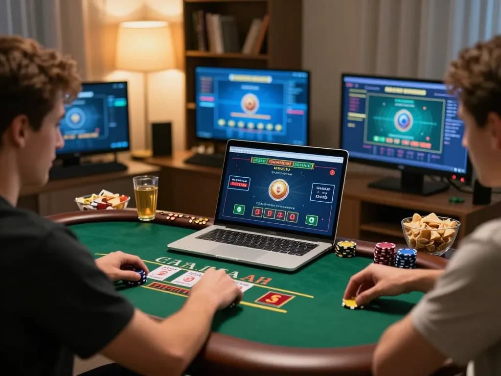 Player engaging with macan33 online blackjack, showcasing strategic bets and cozy atmosphere.