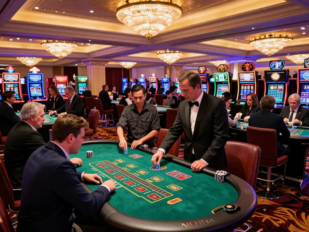 Players engaging in thrilling blackjack at the red88 casino, showcasing a vibrant atmosphere and high-stakes bets.