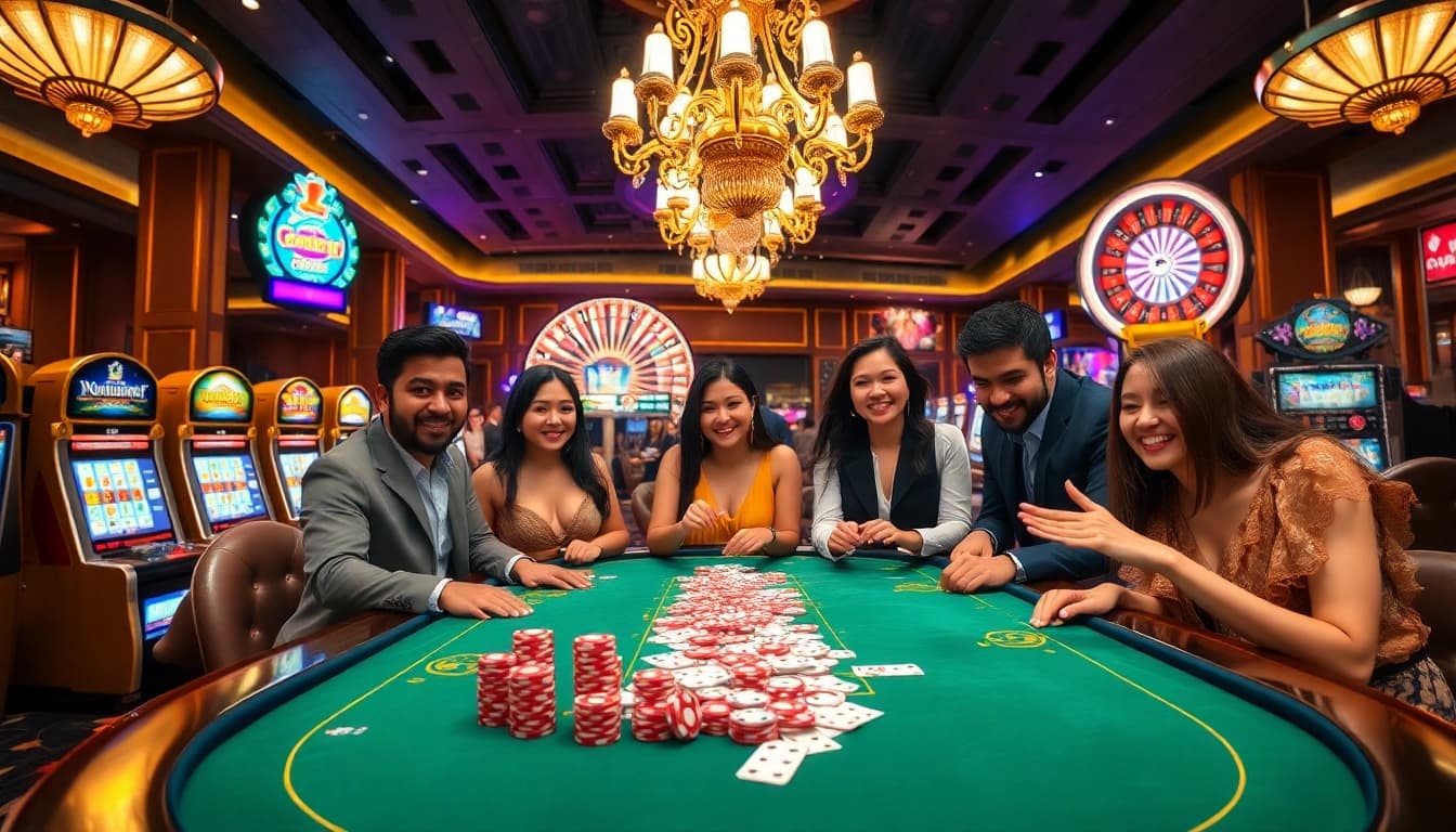 Experience thrilling gameplay at Dominoqiu with vibrant poker chips and cards at an elegant casino table.