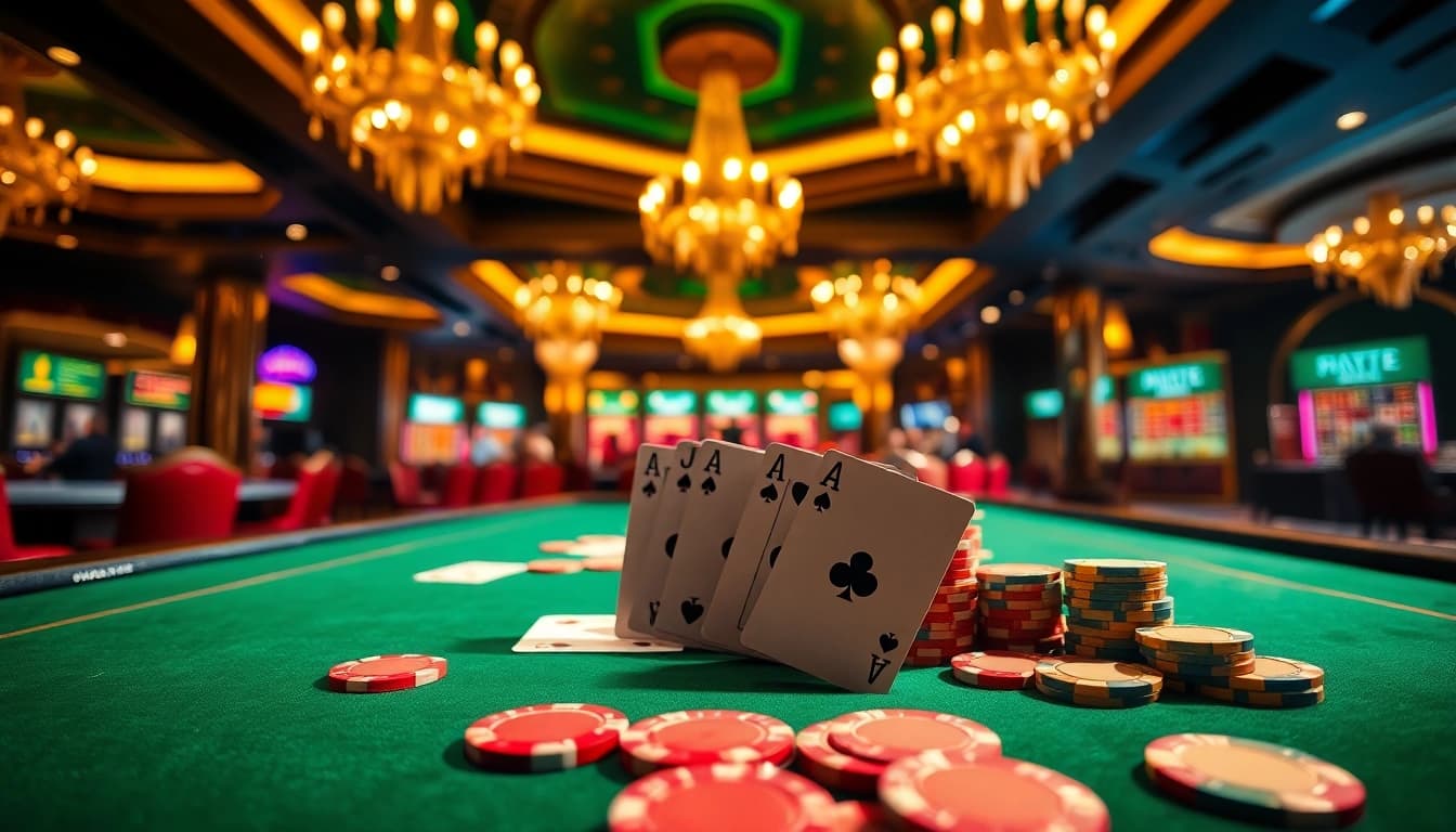 Experience the thrill of uu娱乐 with vibrant casino chips and cards set against an elegant backdrop.