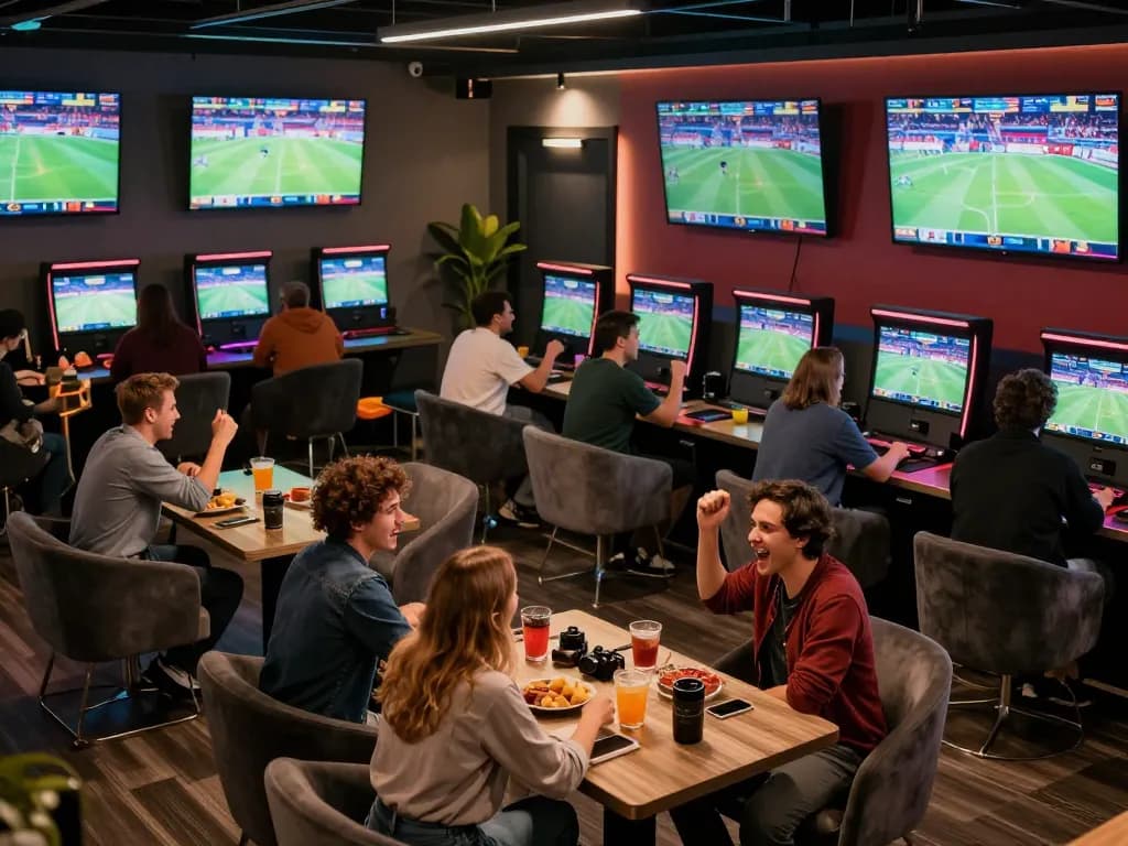 Engaging sports betting scene showcasing kèo nhà cái hôm nay with patrons cheering for their wagers in a vibrant lounge.