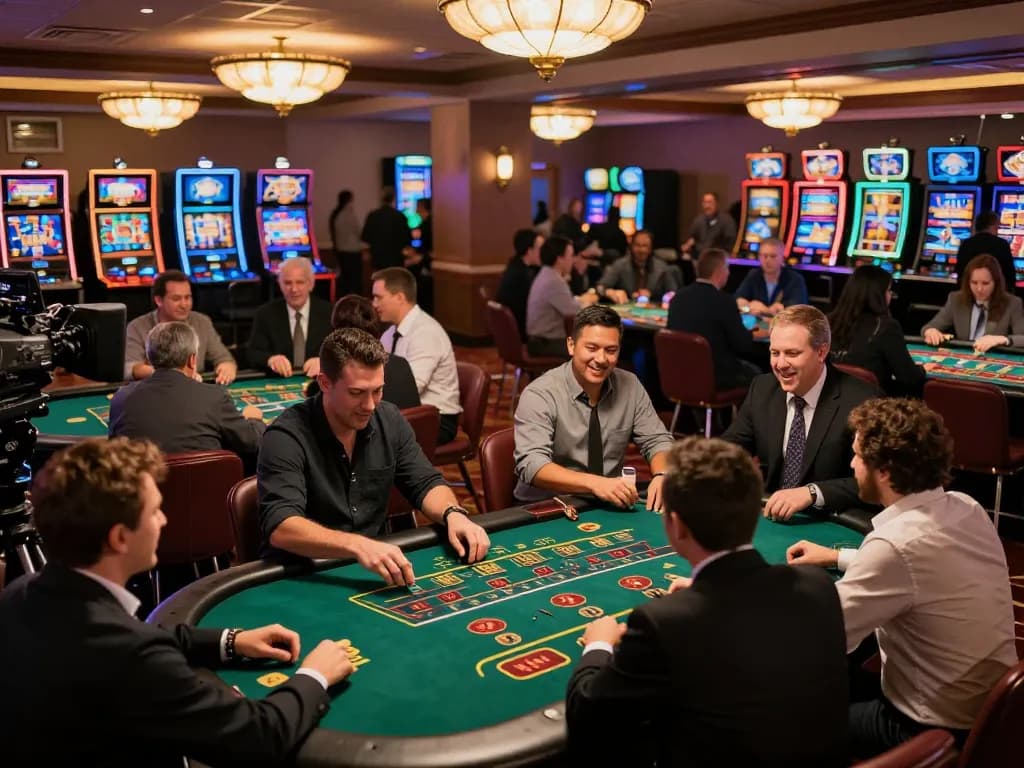 Players enjoying various games at a lively HM88 casino, showcasing excitement and strategic gameplay.