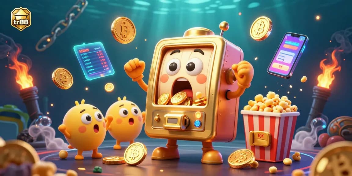 tr88 slot machine hits jackpot with coins pouring out, showcasing an exciting casino scene.