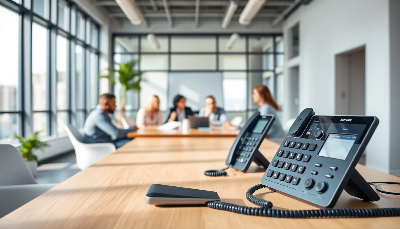 Enhance business communication with small business phone service in a modern office setting.