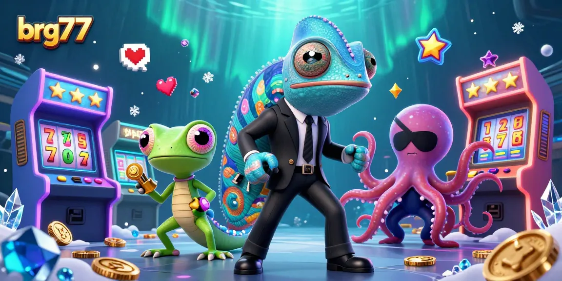 Spin the reels and win big with brg77 as the colorful chameleon and tech-savvy gecko explore the casino world.
