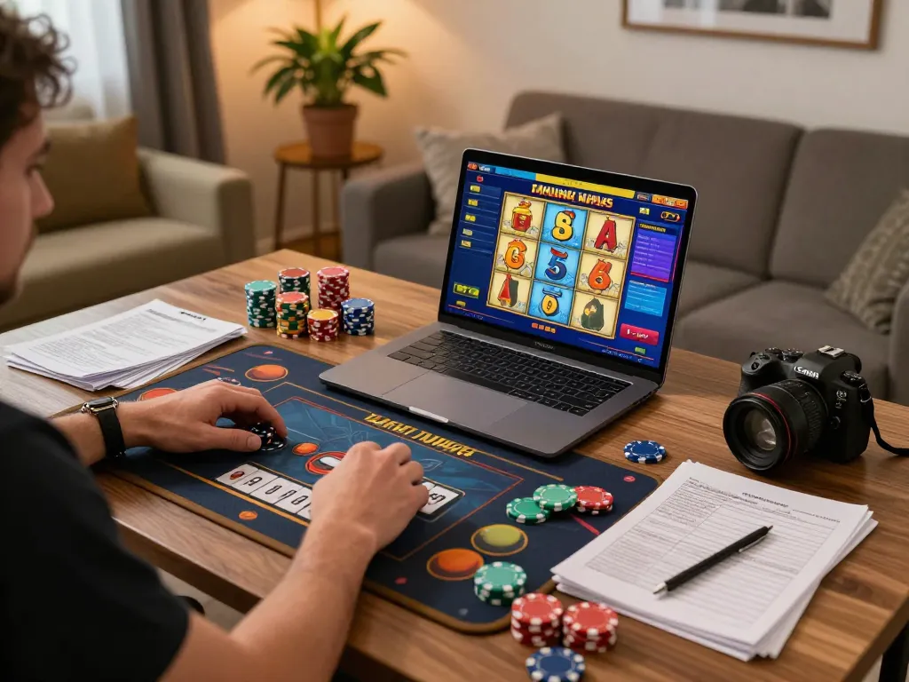 Smooth gameplay on situs slot mahjong, showcasing a player enjoying Mahjong Ways in a cozy home setting.