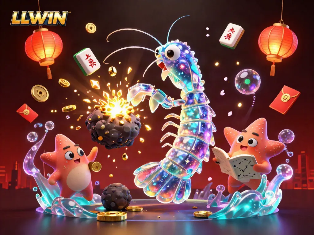LLWIN showcases a vibrant 3D scene featuring casino elements like golden coins and joyful fireworks in celebration of winnings.