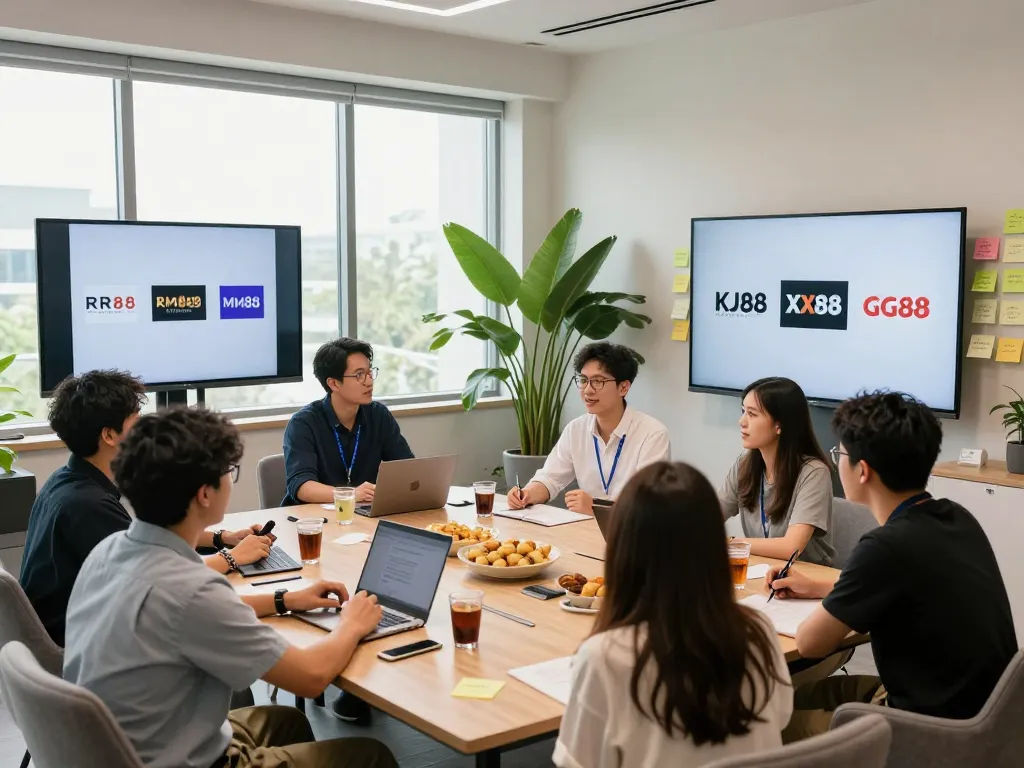 KJC team brainstorming innovative strategies for international entertainment brands in a bright meeting room.