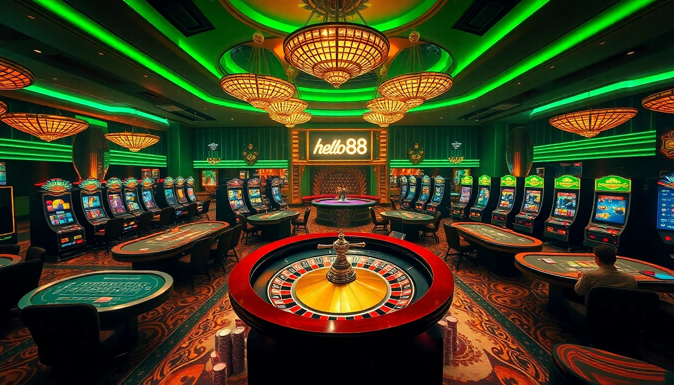 Exciting gambling environment at hello88 featuring a vibrant roulette wheel.