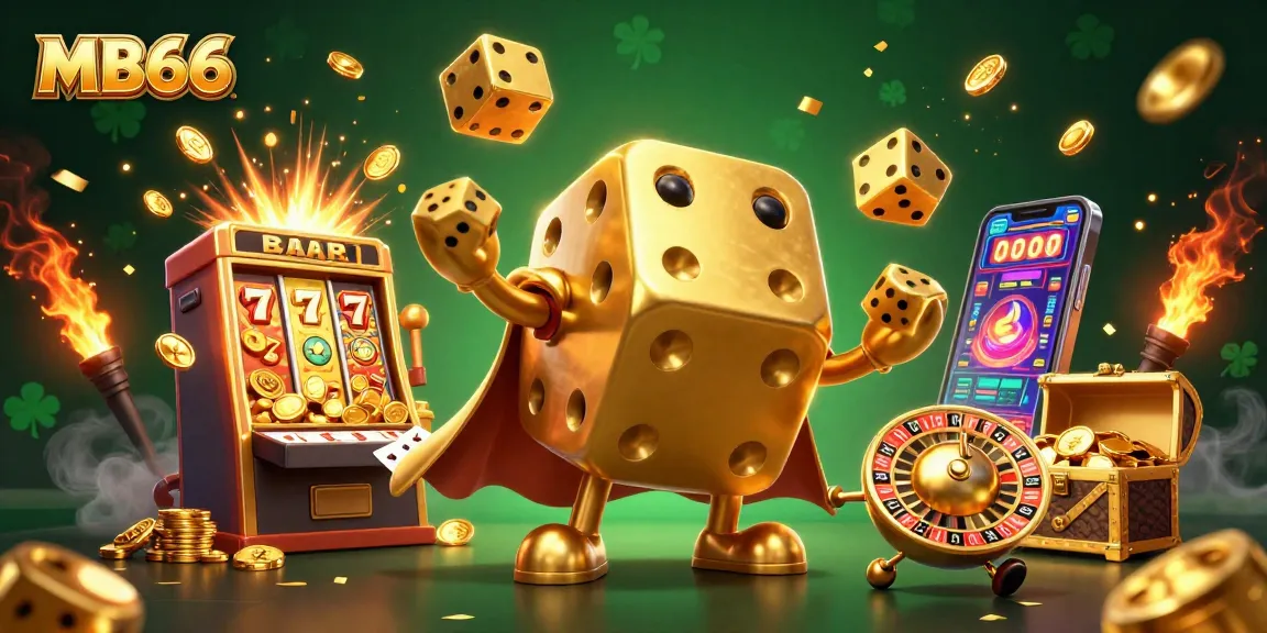 Experience immersive gameplay with MB66's golden dice golem and exciting casino elements.
