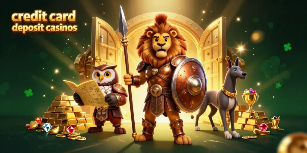 Experience thrilling action at credit card deposit casinos with vibrant 3D characters amid treasure and excitement.