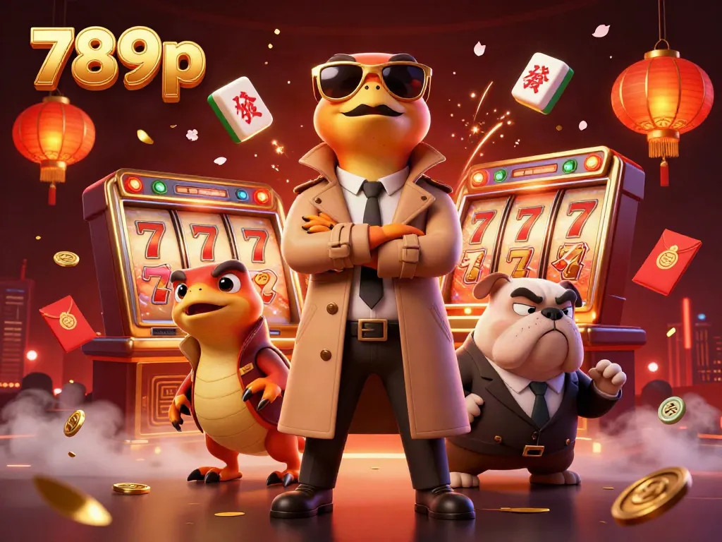 Three raptors disguised as a tall person entering a casino lounge, symbolizing fun and adventure at 789p.
