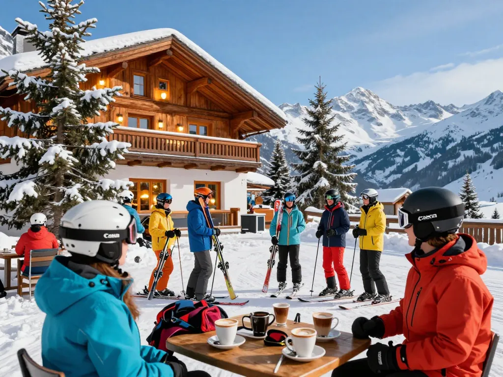 Explore winter adventures at https://www.hotel-restaurant-megeve.com/fr/ with friends skiing in Megève.