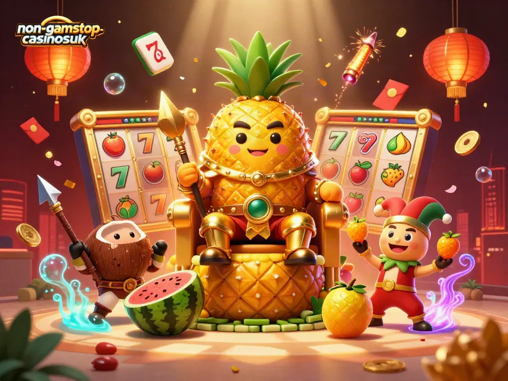 Experience thrilling gameplay at non-gamstop-casinosuk with festive elements, vibrant characters, and dynamic casino attractions.