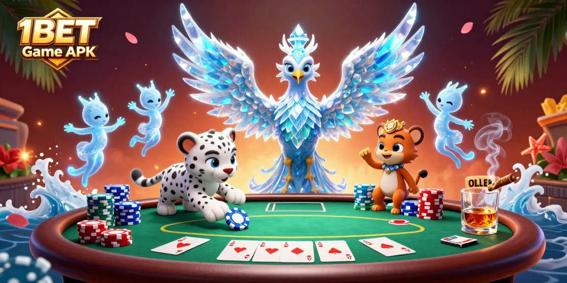 Experience the thrill of 1BET Game APK with vibrant 3D scenes showcasing poker excitement.