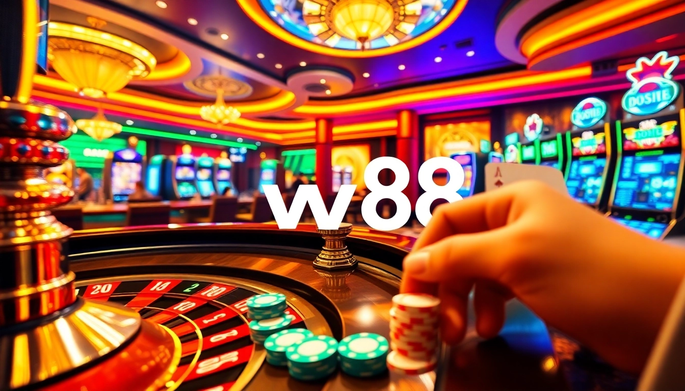 Experience thrilling gameplay at w88 with vibrant casino tables and slot machines.