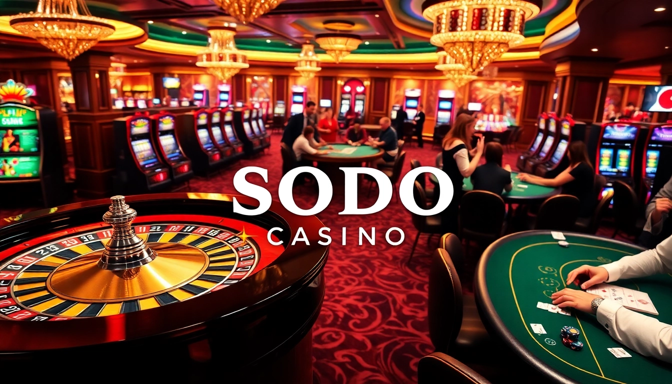 SODO CASINO players enjoying a thrilling game at a vibrant poker table in an upscale setting.