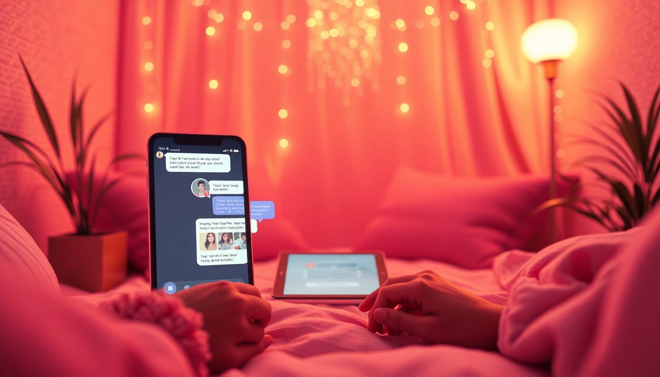 Engaging digital scene showcasing AI chat porn with intimate avatars and warm colors