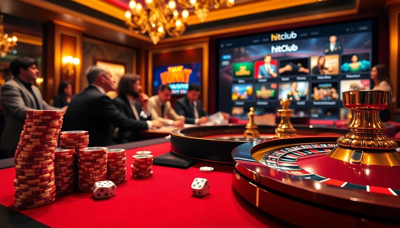 Engaging players at hitclub exploring vibrant casino games with sparkling chips and roulette.