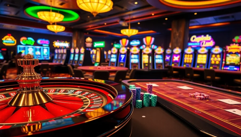 Experience the excitement of gambling at juragan77 with a stunning casino atmosphere showcasing roulette and poker.