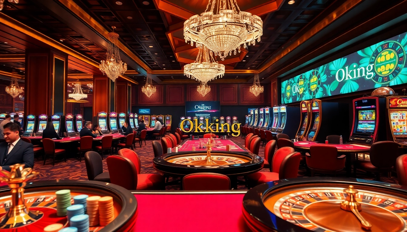 Experience the thrill of gambling at the Okking Casino with vibrant tables and exhilarating gameplay.