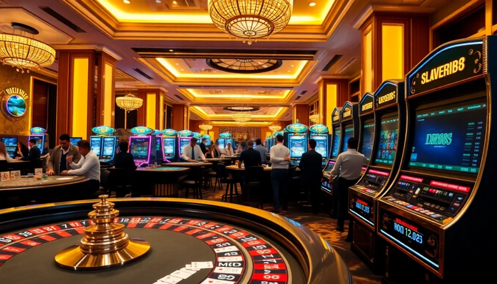 Experience the thrill of DR88 with dynamic casino visuals showcasing games and betting excitement.
