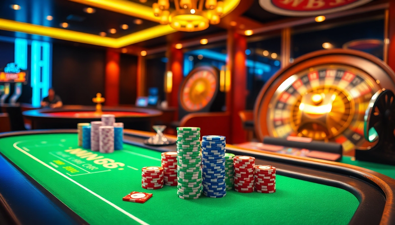 Experience thrilling gameplay at IWIN68 with vibrant casino tables and exciting gaming elements.