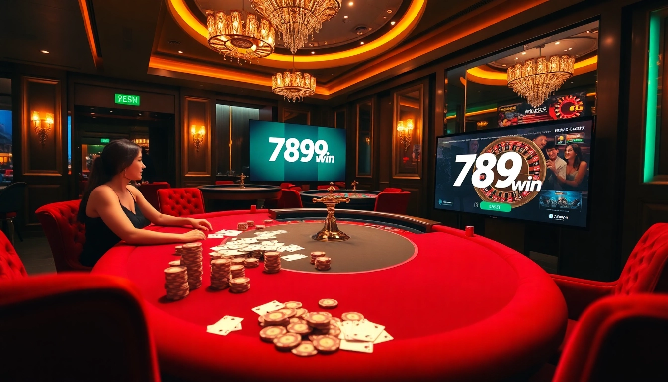 Exciting poker action with elegant players at a luxurious table showcasing 789win.