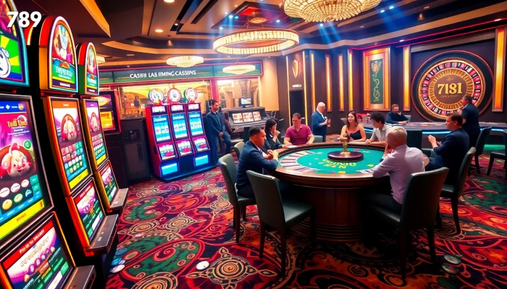 Experience thrilling gameplay at 789club with vibrant casino tables and enthusiastic players.