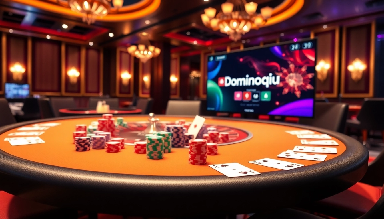 Enjoying a game of domino cards on the Dominoqiu platform in an upscale casino.