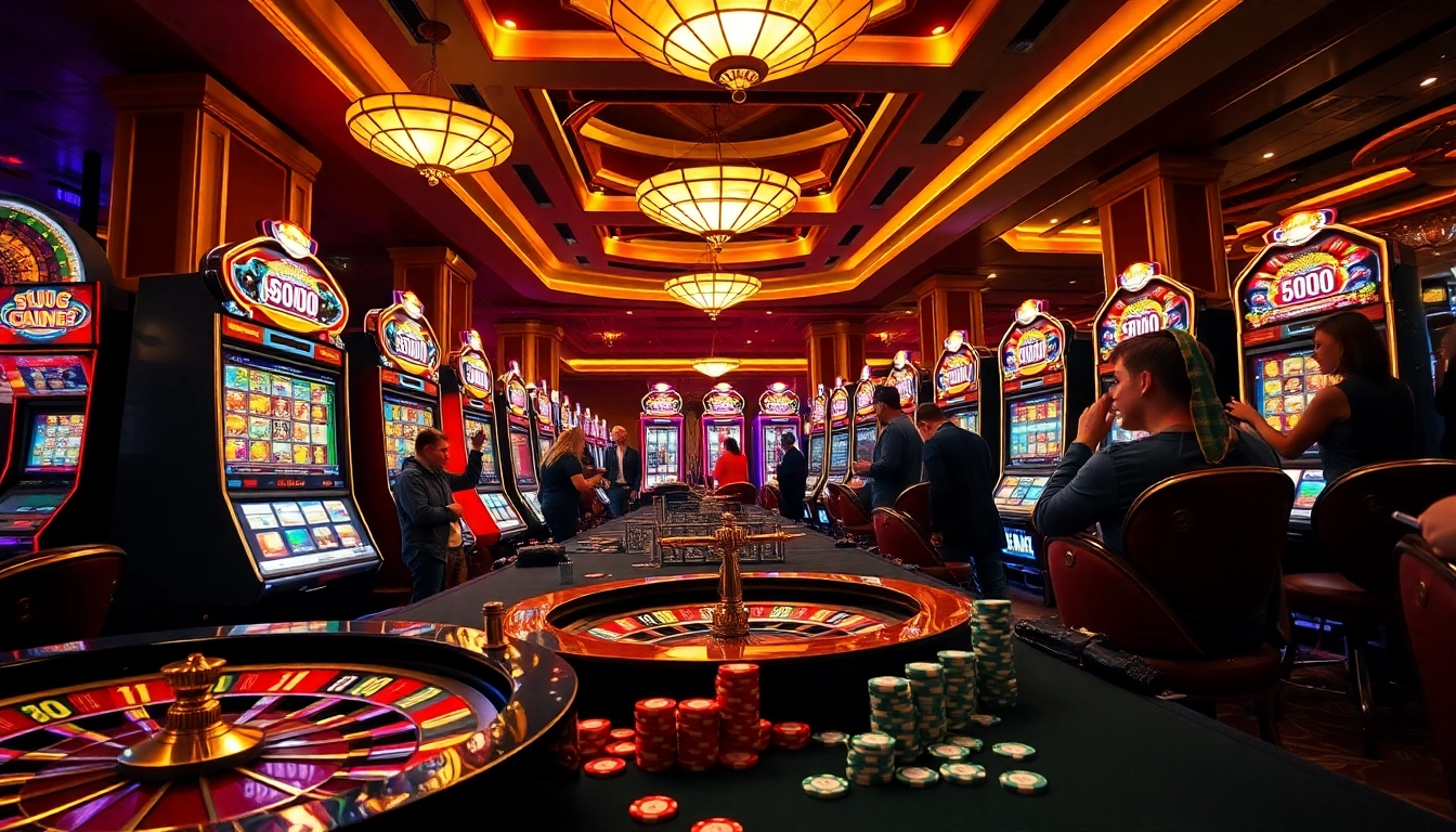 Experience the thrill of slot gacor bonus besar at luxurious casinos with vibrant slot machines and excited players.