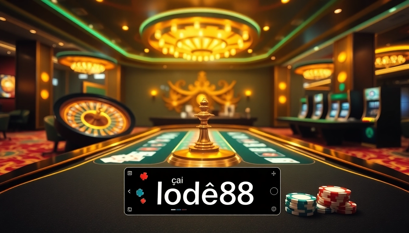 Experience excitement at nhà cái lode88 with vibrant digital casino elements, including roulette and blackjack.