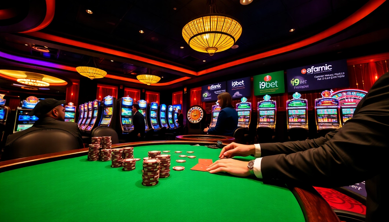 Experience excitement at i9bet with vibrant casino visuals, from poker tables to glowing slot machines.