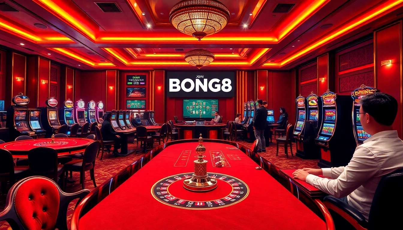 Exciting gambling interface at BONG88 showcasing poker and casino games