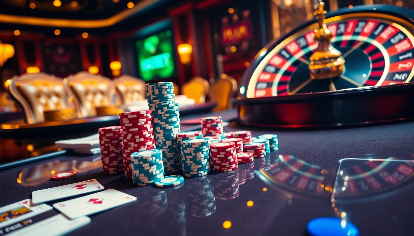 Experience the excitement of HAYBET with a luxurious casino atmosphere featuring poker tables and roulette.