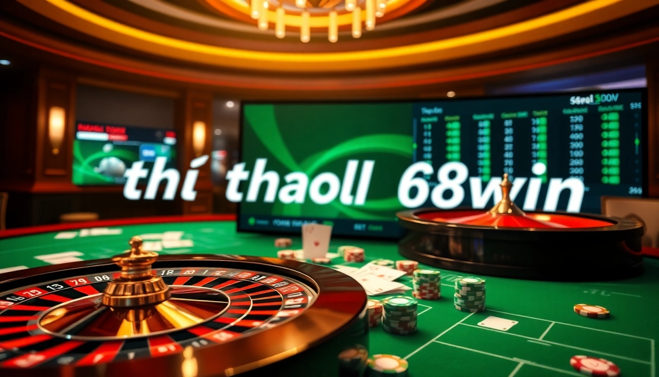 Experience thrilling sports betting with thể thao 68win in a luxurious casino setting featuring chips and odds.