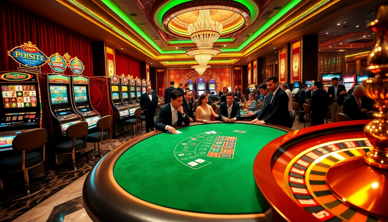 Players enjoying a thrilling hb88 poker game at a luxurious casino.