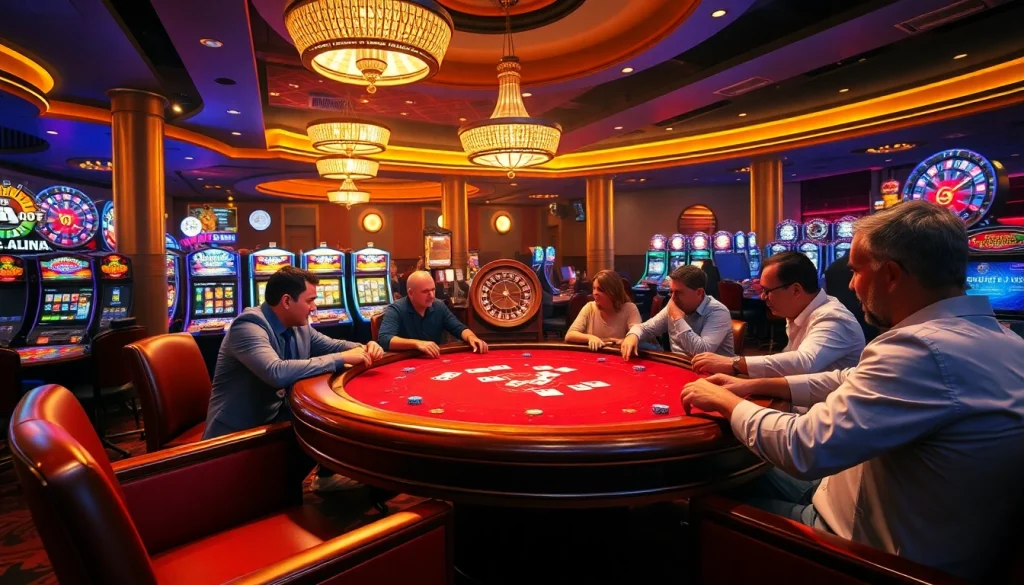 79king poker players engaging at a luxurious casino table in an exciting ambiance.