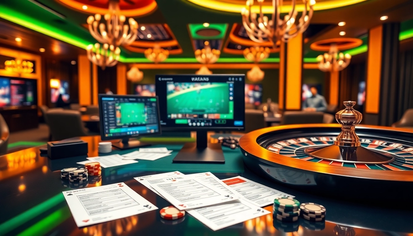 Experience แทงบอล excitement with a modern betting interface and lively casino ambiance.