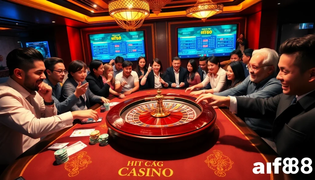 Players engaged in high-stakes action at nhà cái af88, highlighting excitement and strategic betting.