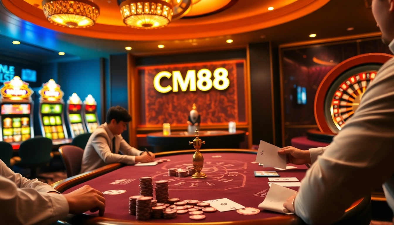 Experience the thrill of CM88 with exciting poker and betting action in a vibrant casino.