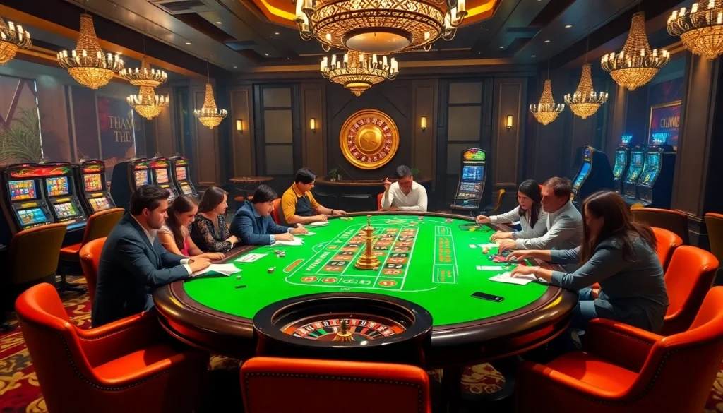 Players engage with GG88 casino features in a vibrant roulette scene showcasing luxury.