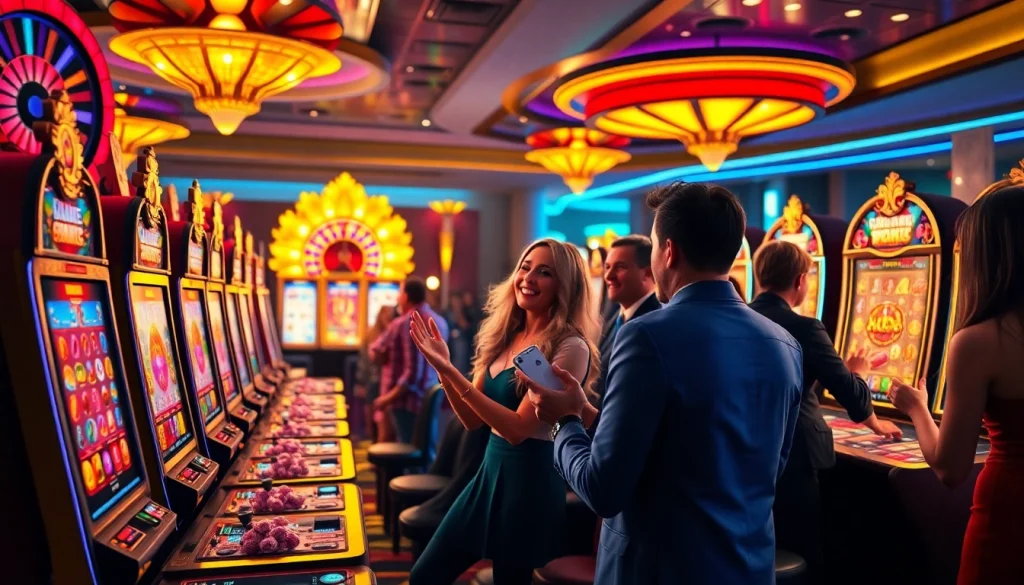 Engaging players enjoying vibrant PG Pocket Games Soft themed slots in an exciting casino environment.