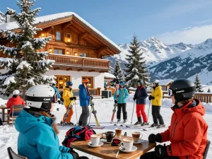 Explore winter adventures at https://www.hotel-restaurant-megeve.com/fr/ with friends skiing in Megève.