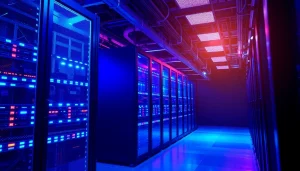 Enhance your understanding of adult website hosting with a professional server room setting.