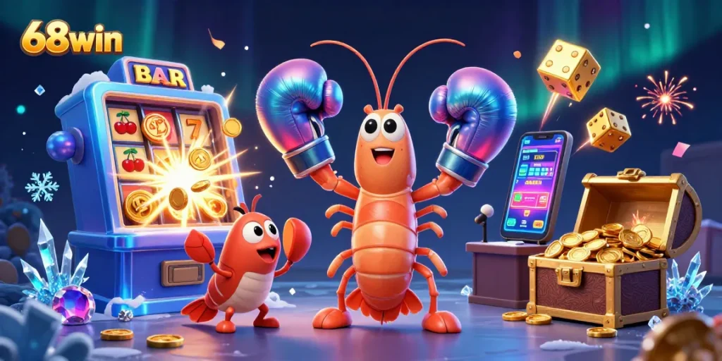 Engage with 68win's animated casino adventure featuring vibrant characters and thrilling gaming elements.