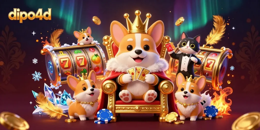 Experience jackpot thrills with the dipo4d royal corgi in a vibrant, interactive casino scene.
