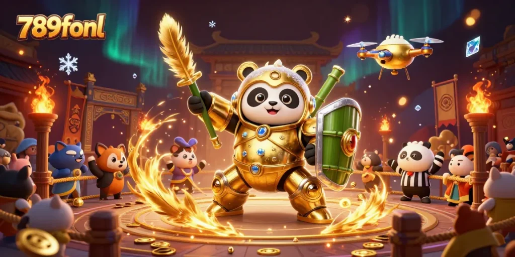 Engage in thrilling 789fonl gambling adventures with a vibrant casino illustration showcasing dynamic characters.